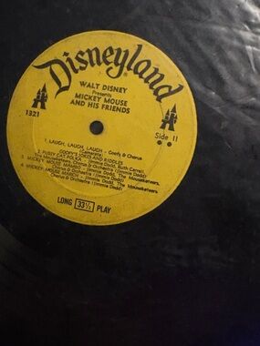 2 vintage Disneyland Yellow-Label Vinyl Record - Walt Disney's Merriest Songs